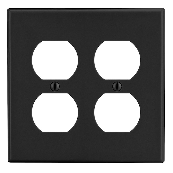 Hubbell Wiring Device-Kellems Wallplate, Mid-Size 2-Gang, 2) Duplex, Black PJ82BK - main